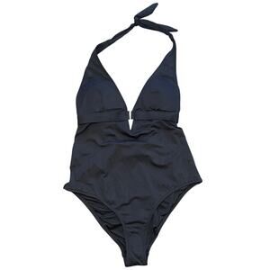 NWT REISS One Piece Halter Plunge Black Size 8